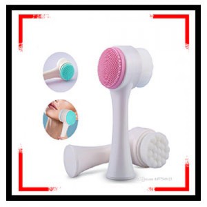 Face Brush, 2 Colors Double Sides Silicone Facial Pore Cleanser Manual Face Wash Cleansing Brush(White)