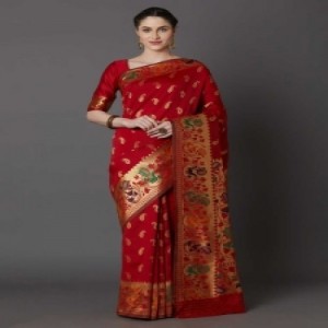 Latest Designed Luxury Exclusive Printed Silk Saree With Blouse Piece For Women-42