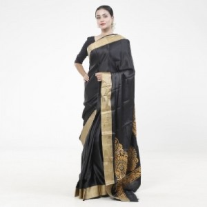Latest Designed Luxury Exclusive Printed Silk Saree With Blouse Piece For Women-35