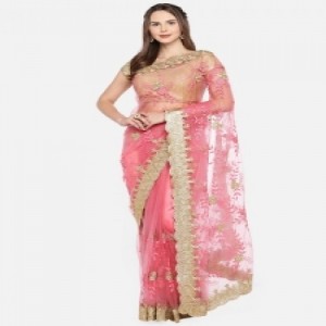 Exclusive & The Latest Design Pink Tissue Saree with Gorgeous Embroidery & Stone Work with Blouse Piece for Party, Occasion, weeding, Festival for Women-85