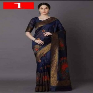 Latest Designed Luxury Exclusive Printed Silk Saree With Blouse Piece For Women-1