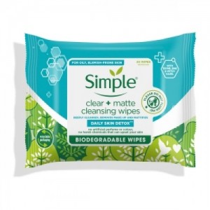 Simple Clear + Matte Cleansing Wipes