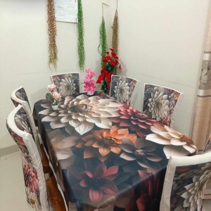 Digital 3D Printed Velvet Dining Table Cloth With Chair Cover-02