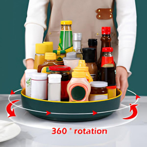 360-degree rotating kitchen organizer tray