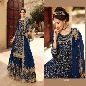 Semi Stitched Georgette Embroidery Long Floor Touch Anarkali Party Dress05