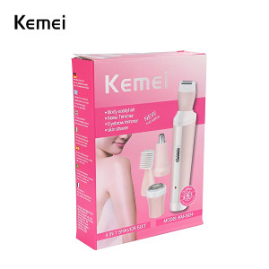 Kemei Km-3024 Multifunctional 4 In 1 Rechargeable Face, Eyebrow, Nose, & Lady Shaver for Women