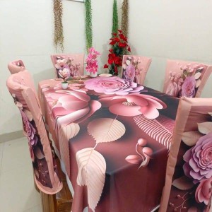 Digital 3D Printed Velvet Dining Table Cloth With Chair Cover-01