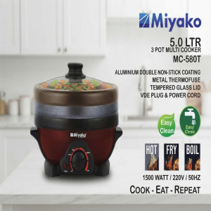 Miyako MC-580T 5.0 LTR 3 Pot Multi Cooker | Electric Cooker