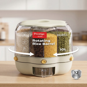 Prestige Mukti Rotating Rice & Grain Dispenser Barrel (10L)
