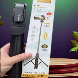 5.7-feet-long-plokama-k9-4-in-1-selfie-stick-foldable-portable-wireless-selfie-stick-with-led-fill-light-bluetooth-remote-control-shutter-dslr-go-pro-camera-ringlight-camera-mount-tripod-best-price-in-bd