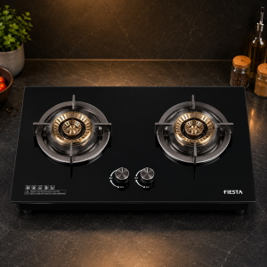 FIESTA 2-HB8326B Table Top Gas Stove 2 Burner Black