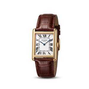 Casio LTP V007L Vintage Tank Watch Roman Numerals Rectangular Dial with Croc Texture Leather Strap