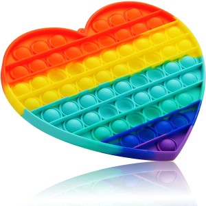Pop It Fidget Toys Love Shape Rainbow Pop It,Push Pop Bubble Fidget Sensory Toy