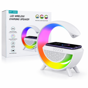 BT-2301 LED Wireless Charging Bluetooth Speaker with FM Radio