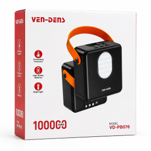 VEN-DENS VD-PB076 100000mAh High-Capacity Power Bank with Built-in Bright Light
