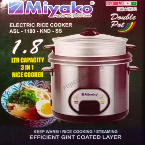 Miyako Double Pot Rice Cooker, (ASL-1180-KND - SS)-1.8 Ltr