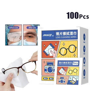 100pcs, Lens Cleaning Wipes, Metal Jewelry Wipes, Anti Fog Glasses Wipes, Mobile Phone Screens, and Disposable Eyeglass Cloths