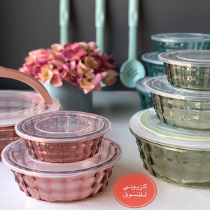 2-piece set of plastic food storage bowls