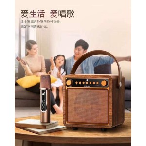 KTS-1687 Bluetooth Karaoke Box with Handle and free Wireless Mic
