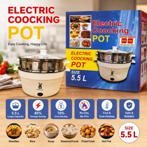 5.5L Electric Cooking Pot Multi Cooker Stainless Steel Hot Pot