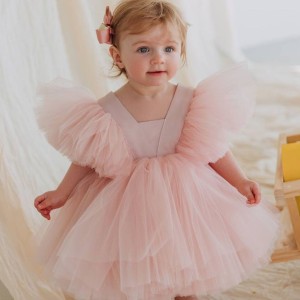 Baby Fluffy angel Dress Peach