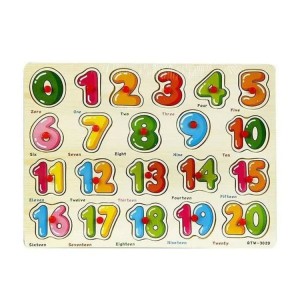 3D Wooden Numbers Puzzle Board for Kids - Multicolor