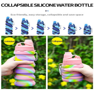 Portable Retractable Travel Bpa Free Outdoor 500Ml Water Bottle Sport Foldable Collapsible Silicone Water Bottle