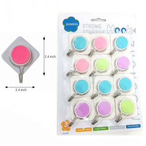 Strong Adhesive Wall Hook 12pcs set multicolor 2.5 kg weight