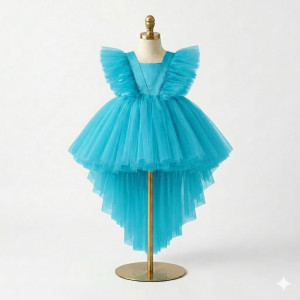 Baby Fluffy angel Dress Sky Blue