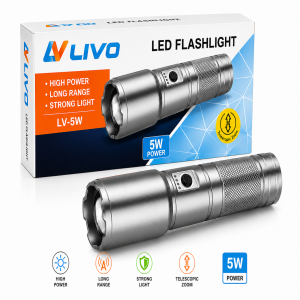LIVO 5W LED Flashlight – Long Range Telescopic Zoom Torch