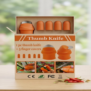 Garden Thumb Knife with 5 Finger Covers – Agricultural Fruit Picker and Pruning Tool