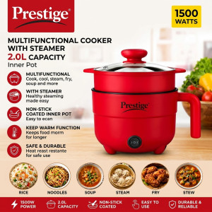 Prestige 2.0L Multifunction Electric Cooker with Steamer Non-Stick