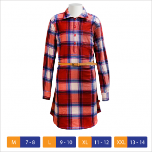 Older Girls Flannel Long Shirt   Red Chequer