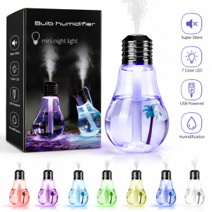 Bulb USB Air Humidifier with 7 Color LED Light Mini Mist Diffuser