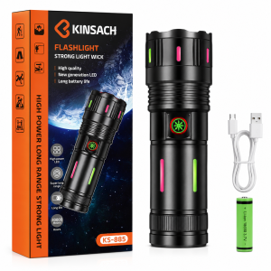 KINSACH KS-885 Rechargeable LED Flashlight High Power Long Range Torch Light