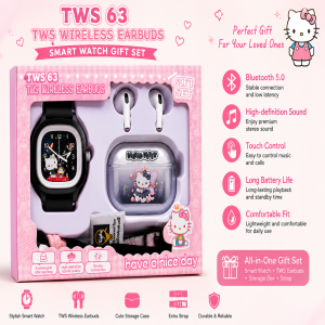 Cute Cartoon Smart Watch & TWS Wireless Earbuds Gift Set