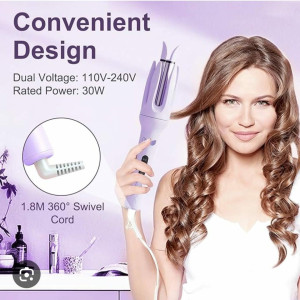 Automatic Hair Curler, 360° Rotating Ceramic Curling Iron Wand with 1.8M Swivel Cord