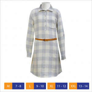 Older Girls Flannel Long Shirt  Off White Chequer
