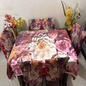 Digital 3D Printed Velvet Dining Table Cloth With Chair Cover-07
