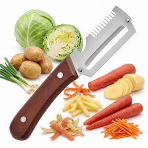 Stainless Steel Multi-Purpose Fish Scaler Knife with Bottle Opener and Wooden Handle