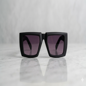 Modern Matte Black Rectangular Sunglasses – Trendy Unisex Fashion Eyewear
