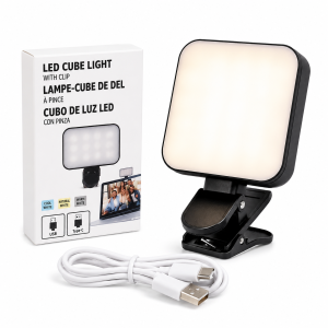 LED Cube Fill Light with Clip – USB Type-C Portable Video Light