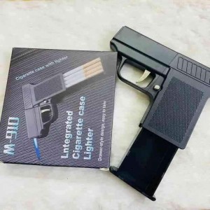 Mini Small M-910 Bin Integrated Gas Lighter Welding Gun 8 pcs Cigarette Box Pocket Lighter  (Black)