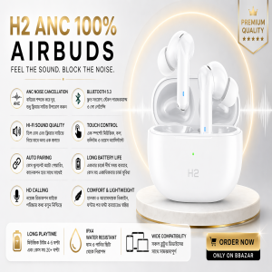 AirPods H2 100% ANC Active Noise Cancelling Bluetooth Earbuds For All Phone