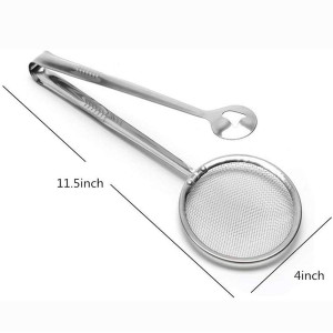 Frying Tong Multi-functional 2 in 1 Fry Tool Filter Spoon Strainer With Clip Stainless Steel Mesh