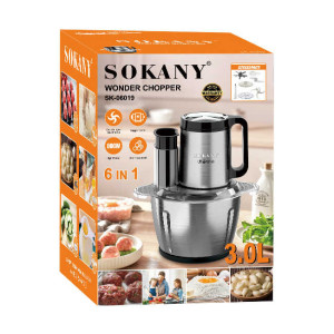 Sokany SK-06012N Digital Chopper, 3.5L, 1000W - Silver Black
