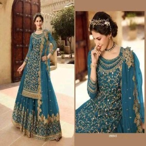 Semi Stitched Georgette Embroidery Long Floor Touch Anarkali Party Dress