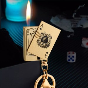 Mini Side Slide Tekka Card Lighter Metal Creative Keychain Lighter