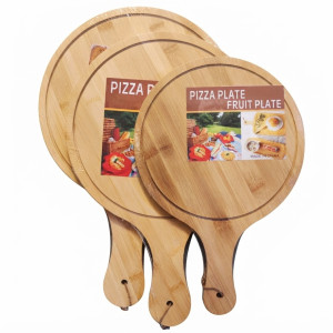 Big Wooden Pizza Tray with Handle for Serving Pizza and Snacks