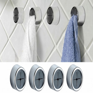 4Pc Self-Adhesive Towel Holder Round Wall Mount For Bathroom Or Kitchen